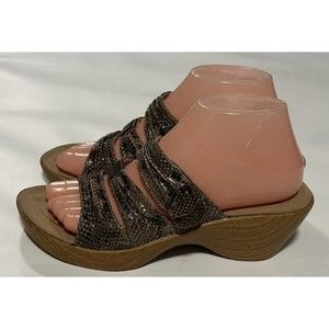 Abeo Darcy Sz 8 Dress Sandal Wedge Platform Slide Adjustabl Snake Print Leather